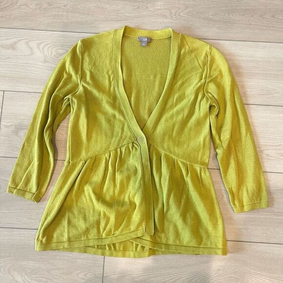 Jjill Womens Blazer Cardigan S Green SIlk Blend Front Vneck Bohemian Y2k CLassic - Picture 1 of 9
